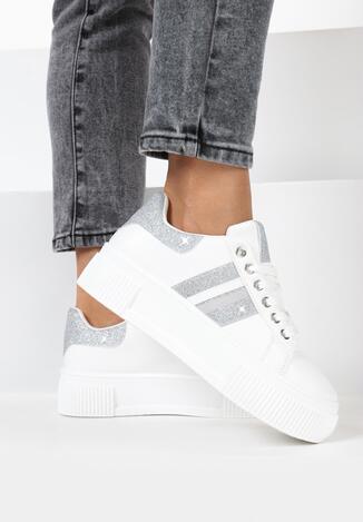 Biało-Srebrne Sneakersy Aranorin
