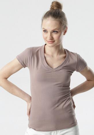 Ciemnobeżowy T-shirt Aegameda