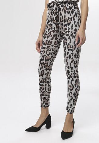 Czarno-Beżowe Legginsy Delmaxie