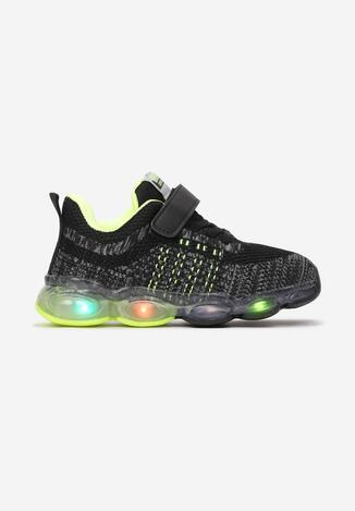 Czarno-Zielone Buty Sportowe LED Limolea