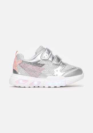 Srebrne Buty Sportowe LED Kelacine