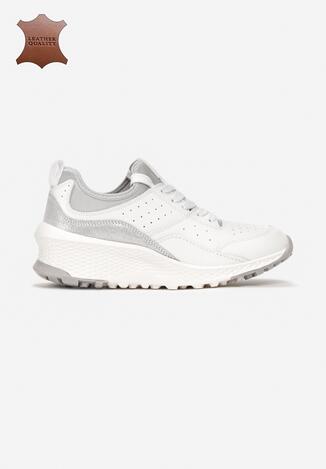 Biało-Szare Skórzane Sneakersy Metiomine