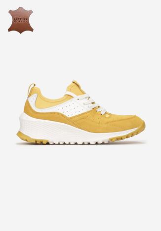Żółte Skórzane Sneakersy Metiomine