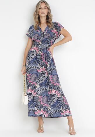 Granatowo-Różowa Sukienka Adriafa
