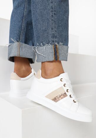 Biało-Beżowe Sneakersy Na Ukrytym Koturnie Halisura