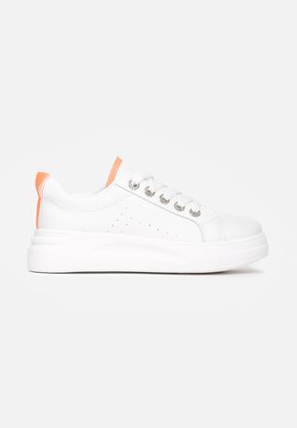 Biało-Pomarańczowe Sneakersy Hilaira