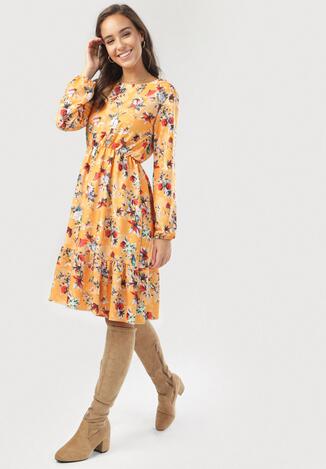 Żółto-Bordowa Sukienka Amalinei