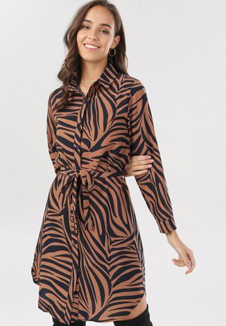 Granatowo-Brązowa Sukienka Resseris