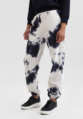 Biało-Granatowe Spodnie Dresowe Qhesanya