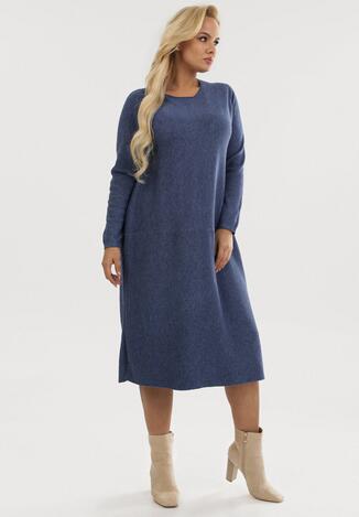 Niebieska Sukienka Dzianinowa Palaphise