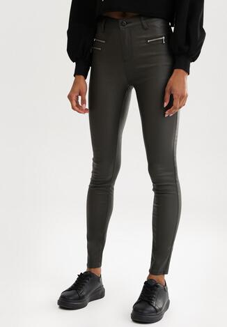 Ciemnozielone Spodnie Skinny Klemene