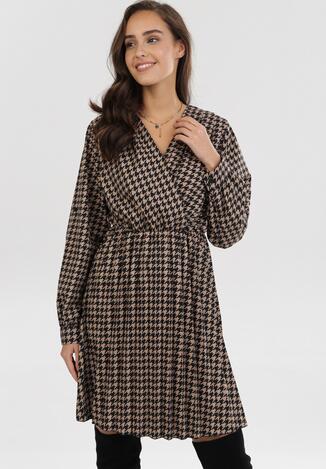 Czarno-Beżowa Sukienka Dynoth