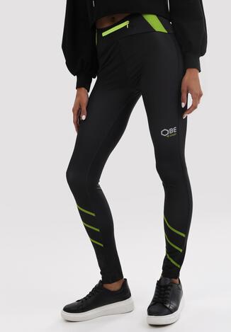 Czarno-Zielone Legginsy Fallendust