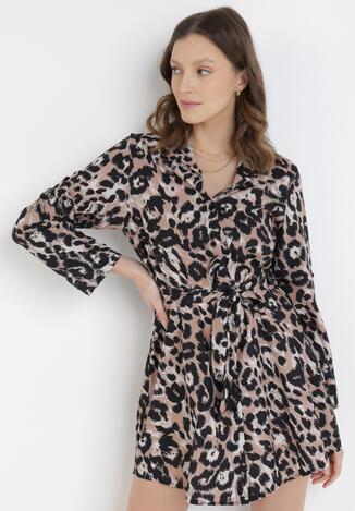 Czarno-Beżowa Sukienka Freebranch