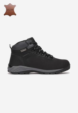 Czarno-Szare Skórzane Buty Trekkingowe Prestumal