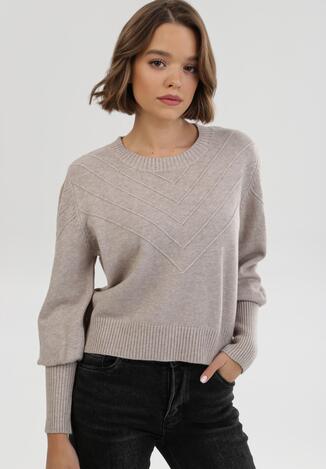 Beżowy Sweter Zaurg