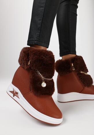 Brązowe Sneakersy Na Ukrytym Koturnie Cateva