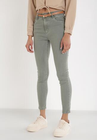 Jasnozielone Jeansy Skinny Isirsya