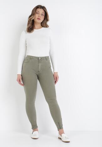 Ciemnozielone Spodnie Skinny Daran
