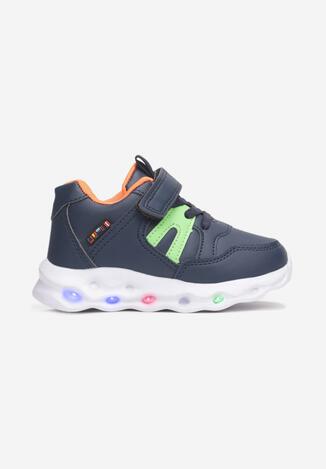 Granatowo-Pomarańczowe Buty Sportowe LED Phidora