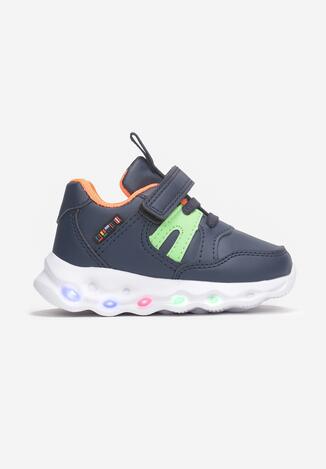 Granatowo-Pomarańczowe Buty Sportowe LED Adraxie