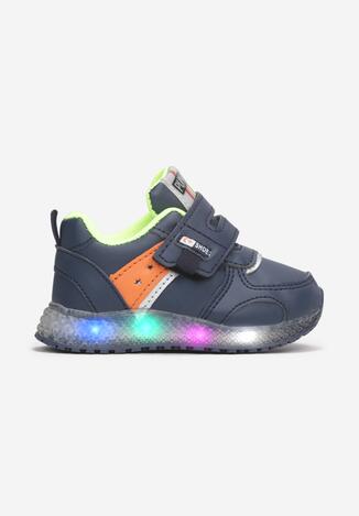 Granatowo-Pomarańczowe Buty Sportowe LED Callisiphe