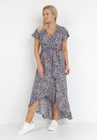 Czarno-Fioletowa Sukienka Mesise