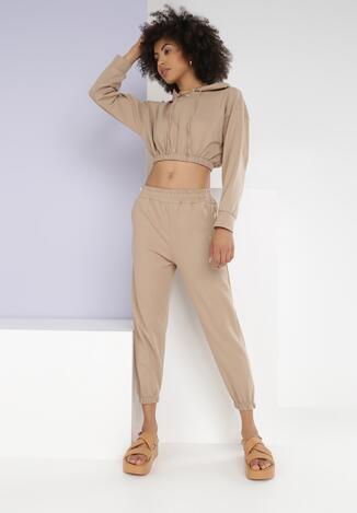 Beżowy 2-Częściowy Komplet Dresowy Allura