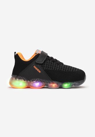 Czarno-Pomarańczowe Buty Sportowe LED Adoziophai