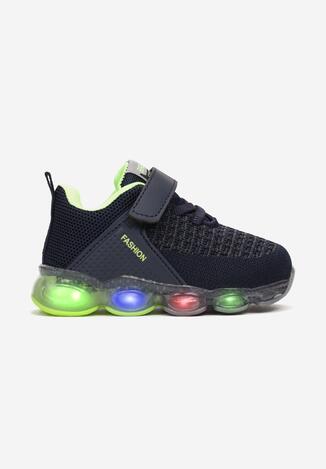 Granatowo-Zielone Buty Sportowe LED Savarinix