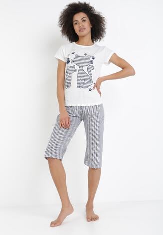Biały 2-Częściowy Komplet Piżamowy Nephiphise