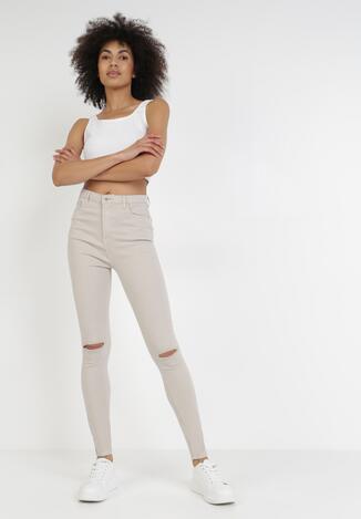 Jasnobeżowe Spodnie Skinny Saphamene