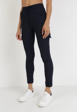 Granatowe Spodnie Joggery Uhrelin