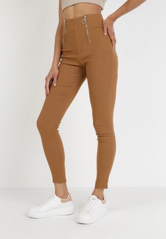 Camelowe Spodnie Skinny Kelnessa