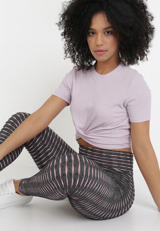 Szaro-Różowe Legginsy Adrealura