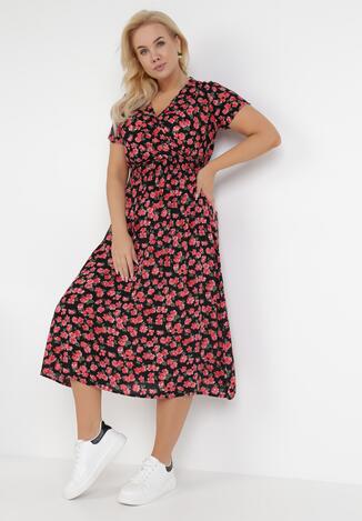 Czarno-Czerwona Sukienka Elrinlia
