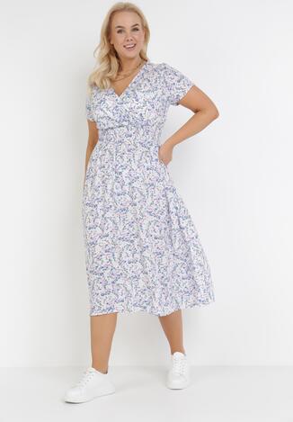 Biało-Niebieska Sukienka Ginornore