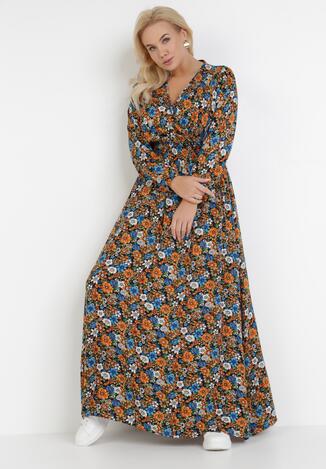 Granatowo-Pomarańczowa Sukienka Phaliliana