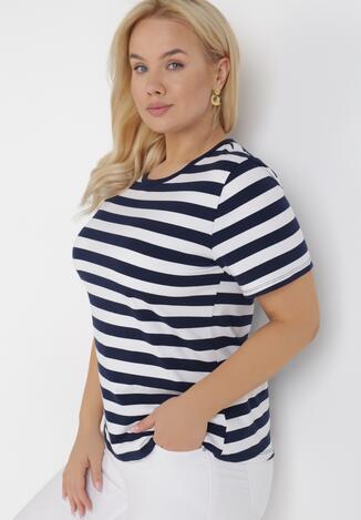 Granatowo-Biały T-shirt Lameriye