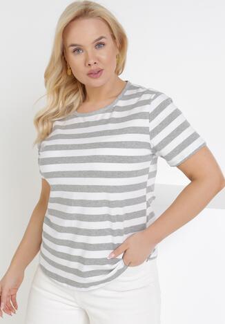 Jasnoszaro-Biały T-shirt Lameriye