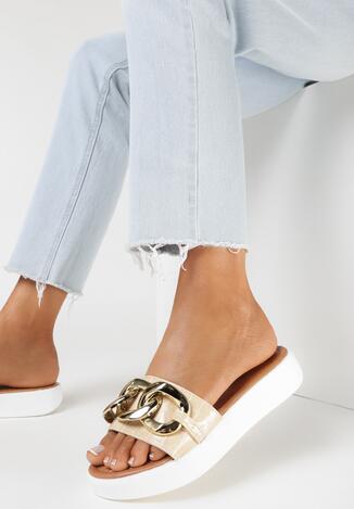 Beżowe Klapki Paphiusei