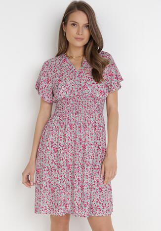 Biało-Fuksjowa Sukienka Wifethro
