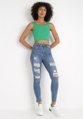 Niebieskie Jeansy Skinny Meninassa
