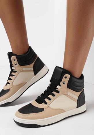 Beżowo-Czarne Sneakersy Achyse
