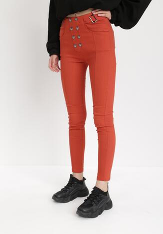 Pomarańczowe Spodnie Skinny Alcelos