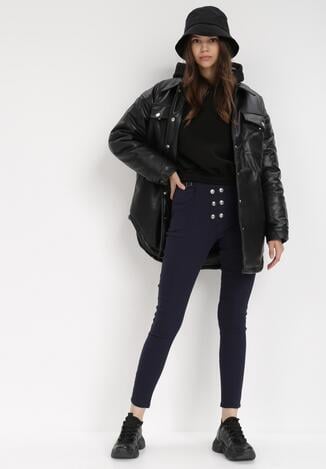 Granatowe Spodnie Skinny Alcelos