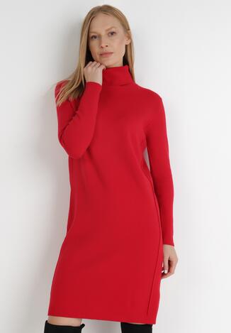 Czerwona Sukienka Dzianinowa Zerora