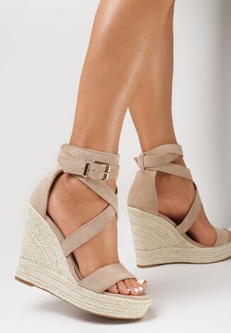 Ciemnobeżowe Sandały Asoinca