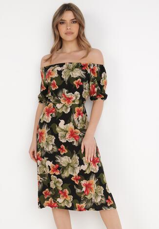 Czarna Sukienka z Wiskozy Ampica