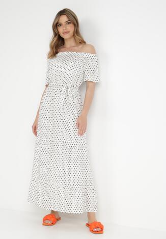 Biała Sukienka z Wiskozy Typhice
